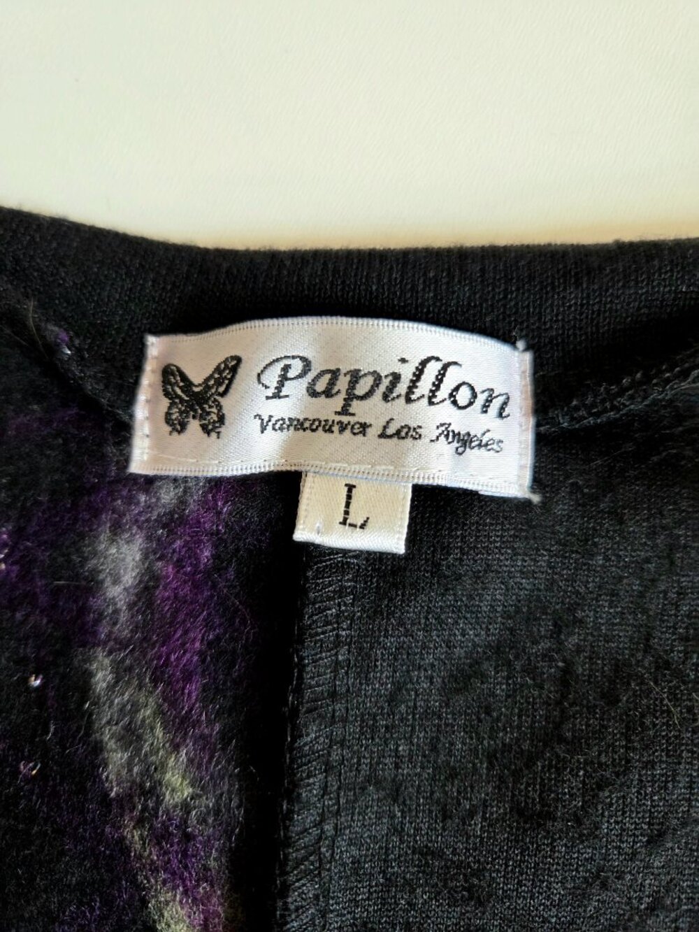 Papillon black/purple chain link pattern fabric tunic with asymmetric hem - Picture 7 of 12